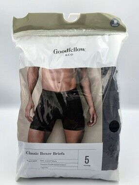 Goodfellow & Co Mens Black Classic Boxer Briefs 5 Pair Nwt